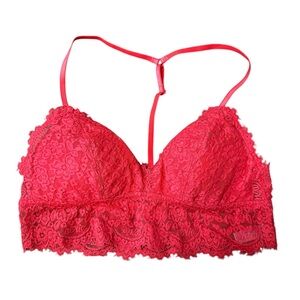Aerie Red Lace Longline Bralette